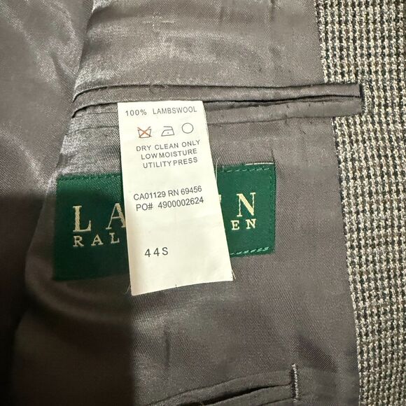 Lauren Ralph Lauren Men’s Houndstooth‎ Blazer 44S 100% Lambswool Gray Sport Coat - Picture 5 of 10